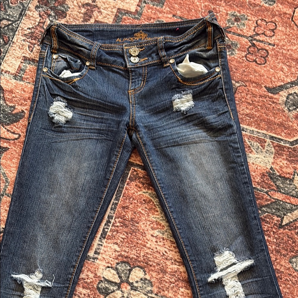 Almost Famous Blue Boot Cut Jeans with Distressing